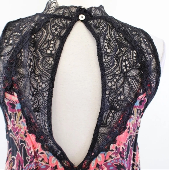 Free People Marsha Black Floral Lace Insert Mini Slip Dress Size XS Boho - Picture 6 of 6